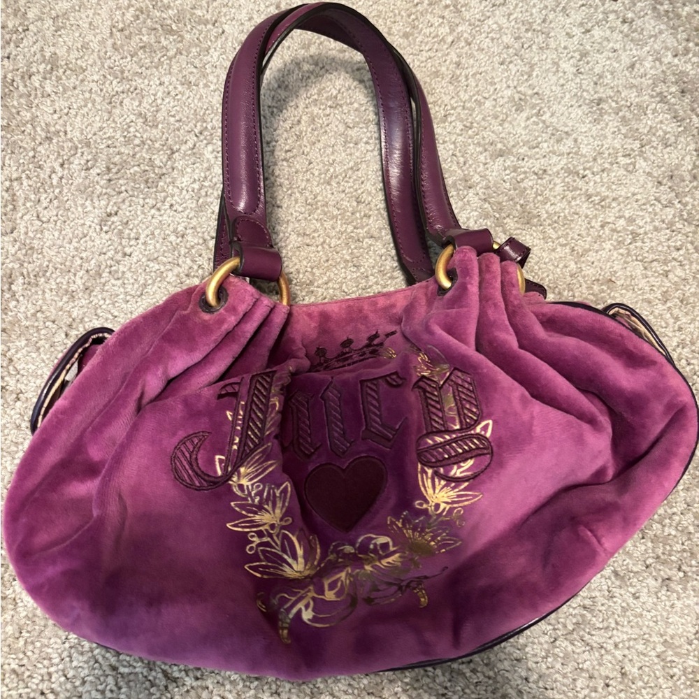 Juicy Couture Purple Small Velvet Shoulder Bag